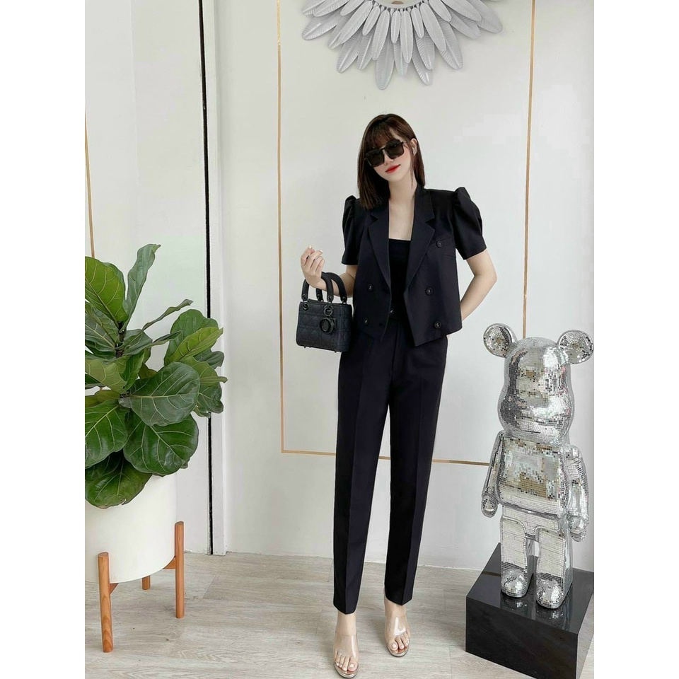 (Ưu Đãi FreeShip) Sét đồ bộ nữ,sét 3 món áo vest phối quần âu có túi kèm áo lot cotton,hàng thiết kế chuẩn shop