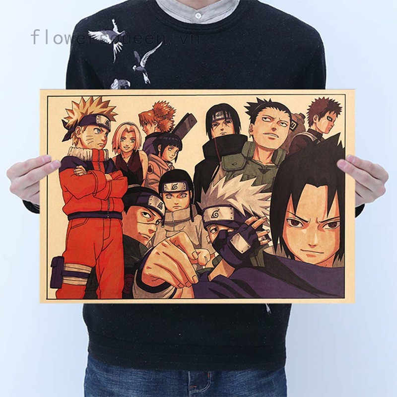 flowersqueen Poster phim hoạt hình Naruto phong cách vintage