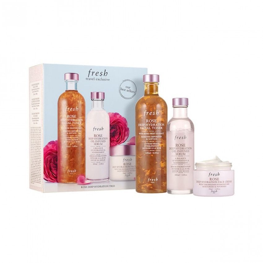 Set 3 món Fresh Travel Exclusive Rose Deep Hydration Skincare Routine [Nika Cosmetics]