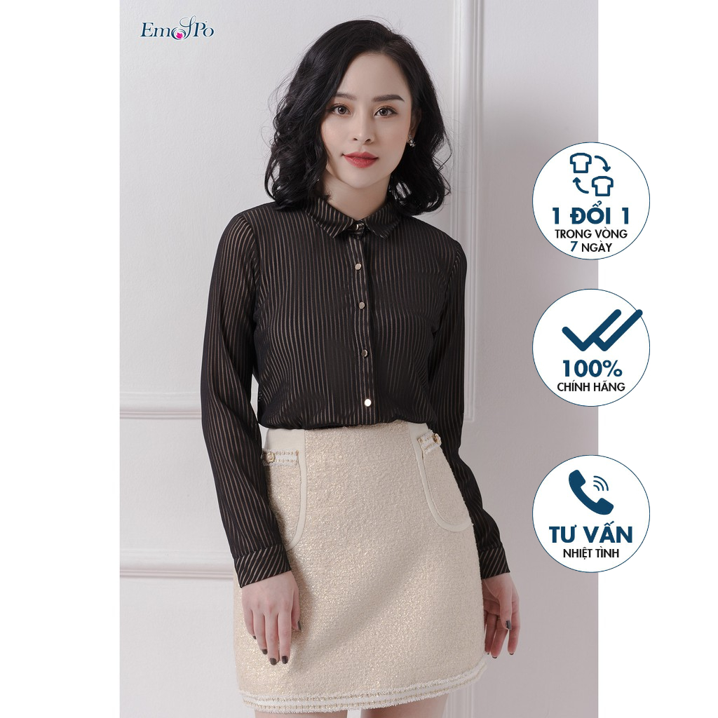 Áo sơ mi thun kẻ sọc Emspo SML1903 (Đen, Rêu)