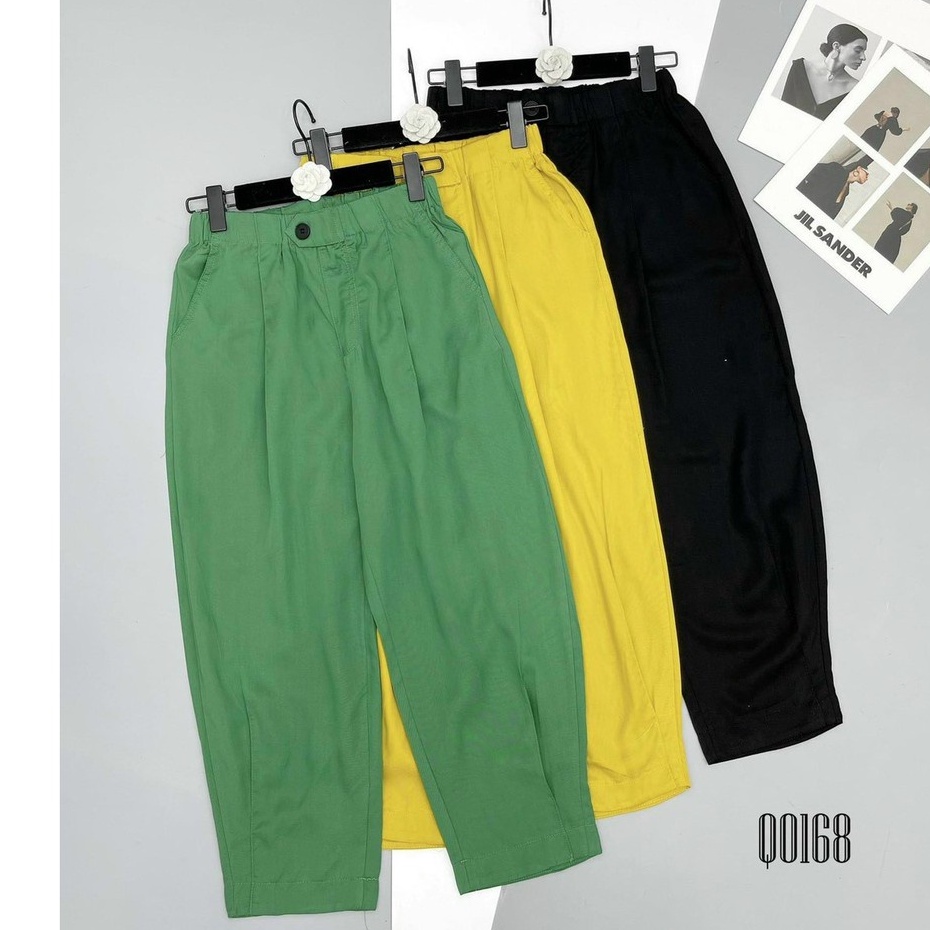 Quần Baggy cạp cao siêu xinh chất đũi lụa tơ hàng đẹp mẫu mới có đỉa