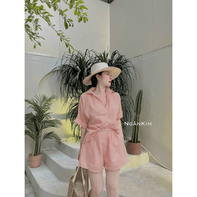 Sét Bộ Đi Chơi 2 Món Áo Ngắn Tay Kết Hợp Quần Đùi Chất Kate Xốp Mát Phù Hợp Đi Chơi, Mặc Nhà, Du Lịch Thời Trang Mới [NE