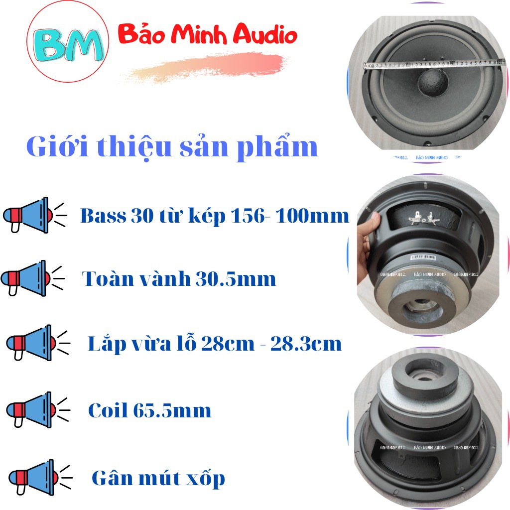 [PREESHIP] LOA 3 TẤC TỪ KÉP COIL 65MM - BASS 30 TỪ 156MM - 100MM - PT1265