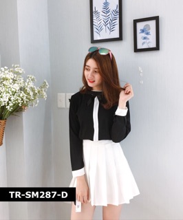 ÁO SƠMI NỮ PHỐI ĐEN TRẮNG