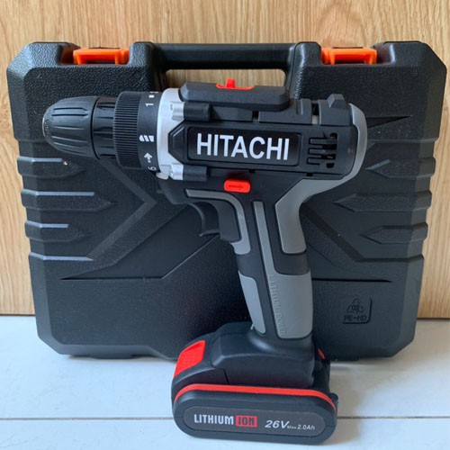 Máy Khoan Pin Hitachi 26V Tặng Kèm Vali Mũi Khoan Mũi Vít Siết Bulong Đủ Bộ 2 Pin - Máy Khoan Bin Trâu Ruột Đồng 100%