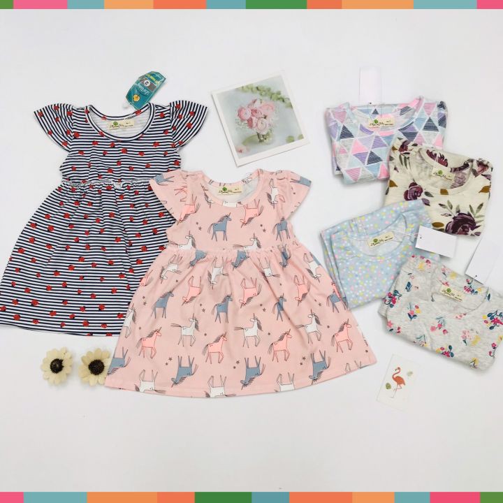 Váy bé gái chất cotton, đầm bé gái size 1-5 tuổi, đầm trẻ em SUNKIDS có nhiều màu