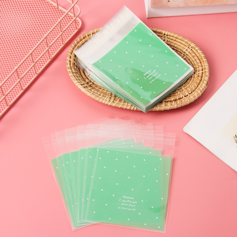 Bộ 100 Túi Đựng Bánh Quy Họa Tiết Chấm Bi Cho Tiệc Cưới/ Năm Mới