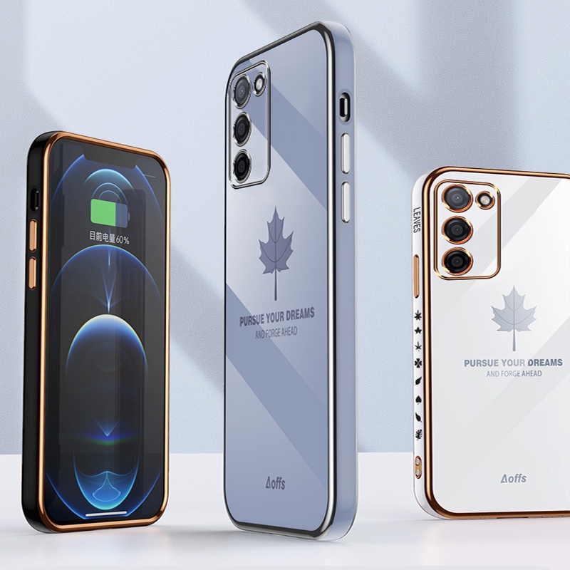 Ốp Điện Thoại Viền Vuông In Họa Tiết Lá Phong 6D Cho iNfinix Tecno 18 Pova 2 POP 5 LTE Zero X Pro Neo