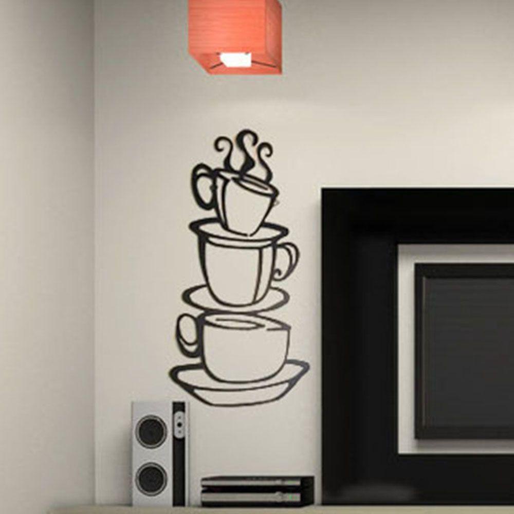 Decal dán tường Nghệ Thuật Mẫu Mới Về Cốc Cà Phê Trà Trang Trí Nhà Bếp Phòng Ngủ