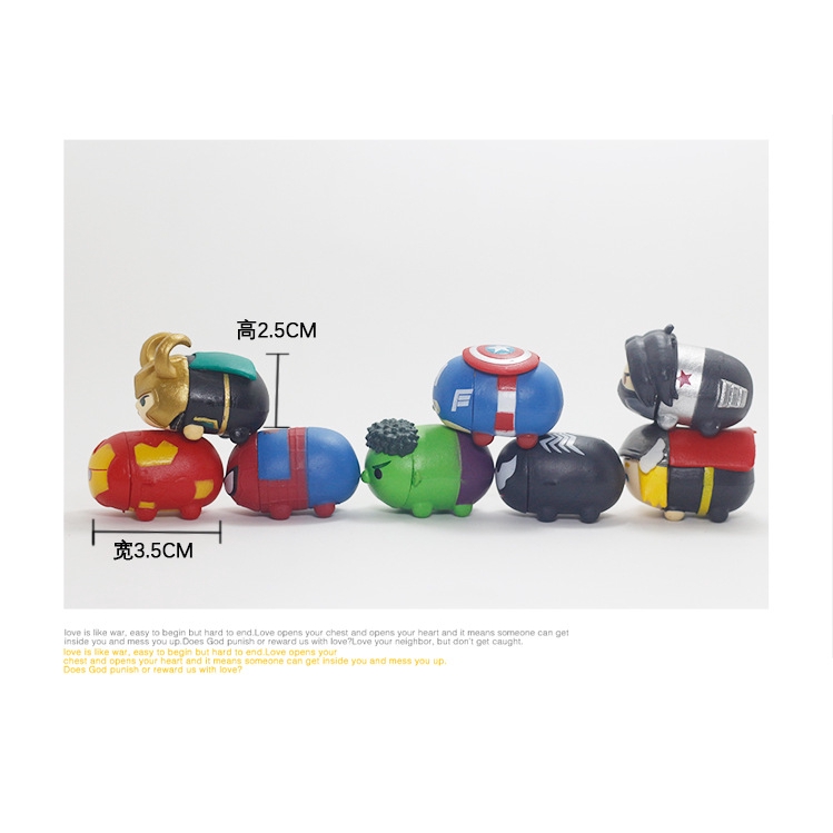 Set 8 mô hình siêu anh hùng Captain America Ironman trang trí xe hơi/điện thoại | BigBuy360 - bigbuy360.vn
