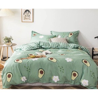 Bộ Ga Giường Chăn Ga 5 Món (Hình Thật) Trái Bơ Xanh Lá M2*2M-M4*2M- M6*2M-M8*2M