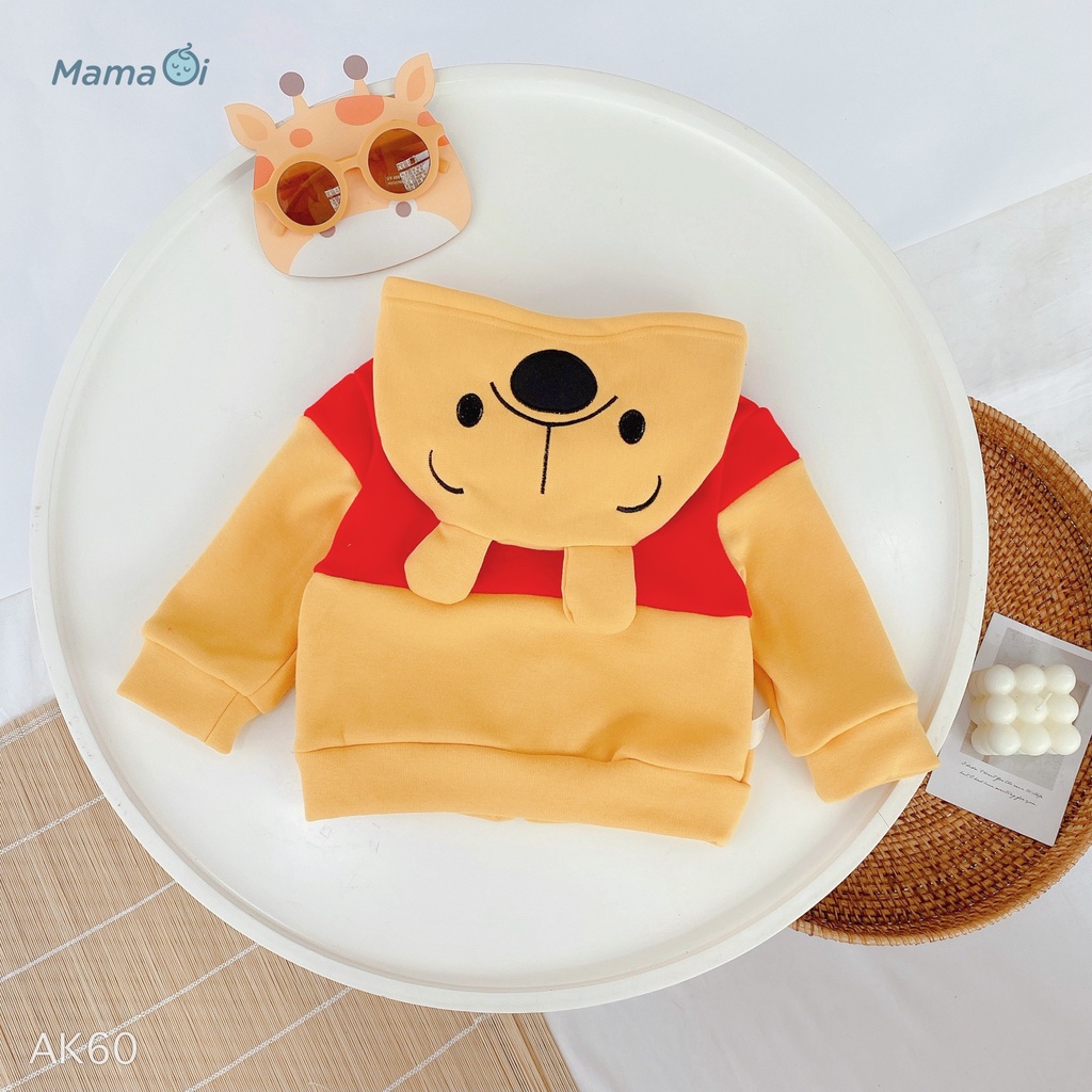 AK60 ÁO KHOÁC GẤU POOH CÓ MŨ SIÊU DỄ THƯƠNG CHO BÉ CỦA MAMAOI -  THỜI TRANG CHO BÉ