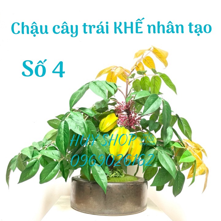Hoa trái giả - Chậu cây trái KHẾ nhân tạo trang trí nhà (5 trái)