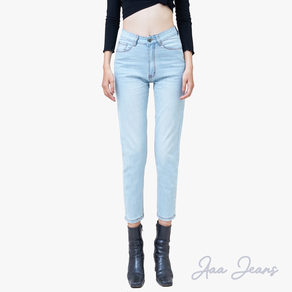 Quần Jean Nữ Aaajeans Boyfriend Lưng Cao Baby Blue - Ucsd Selvedge