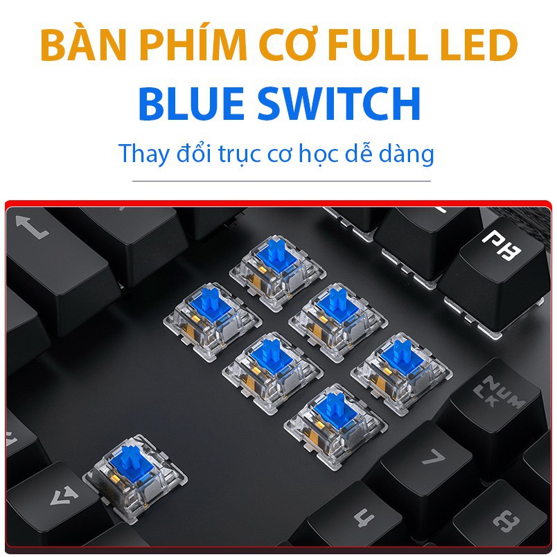 Bàn phím cơ Latope bàn phím gaming nút tròn dễ thương Full LED RGB T907