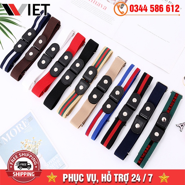 Thắt Lưng Vải Canvas Không Khóa Cố Định Eo Quần Nhiều Màu Và Mẫu Mã