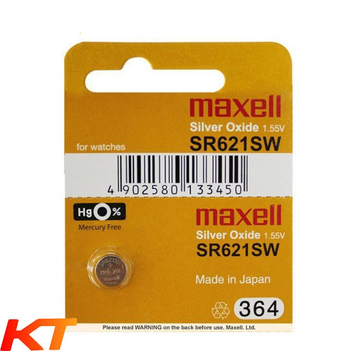 2 PIN SR621, SR621SW, 364 1.55V MAXELL PIN ĐỒNG HỒ.