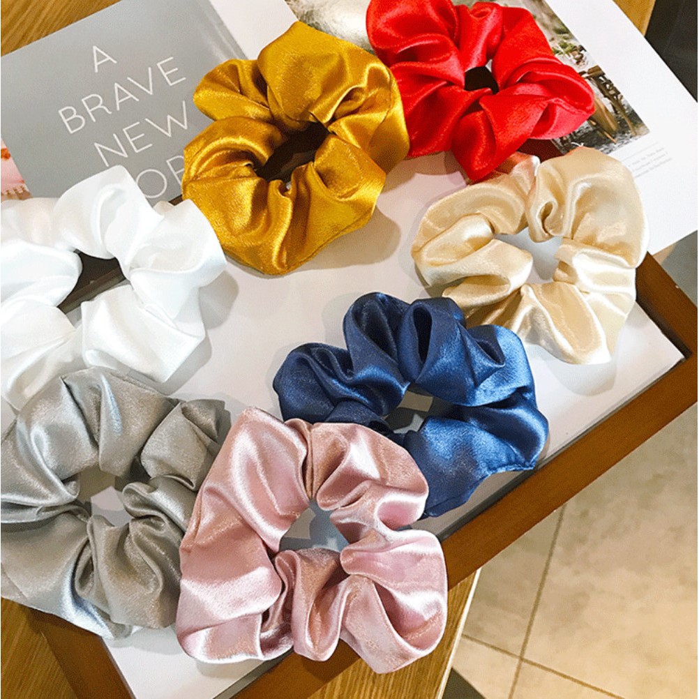 cột tóc vải scrunchies buộc tóc vải trơn bóng loại đẹp hot trend PK18