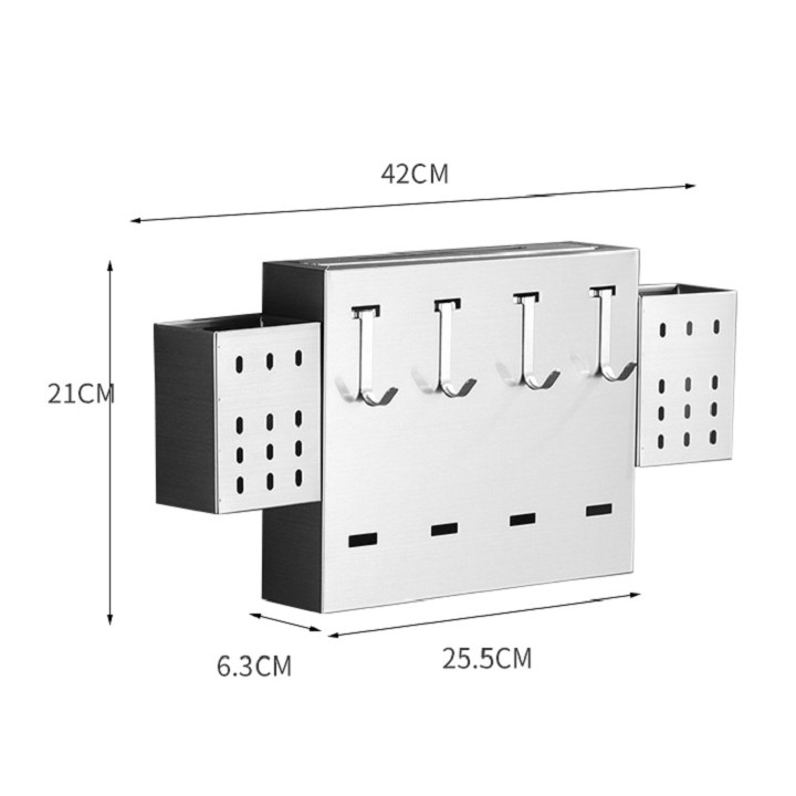 Kệ để dao đũa thìa, dán tường inox 304 không han gỉ, kích thước 43x6.3x21cm - Bảo hành 12 tháng - RE0556