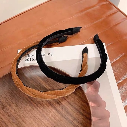 Cài tóc nhung đan chéo thiết kế đơn giản màu sắc cổ điển, Bớm tóc xoắn trơn bản nhỏ phong cách Hàn Quốc Lại La