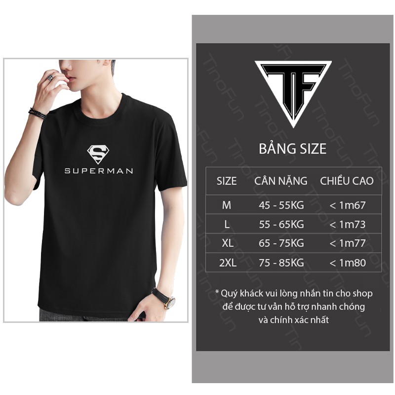 Áo thun nam TinoFun 💖FREESHIP💖 mã TT26 Áo tay lỡ nam họa tiết Superman ngắn tay thể thao đẹp mùa hè tập gym vải cotton