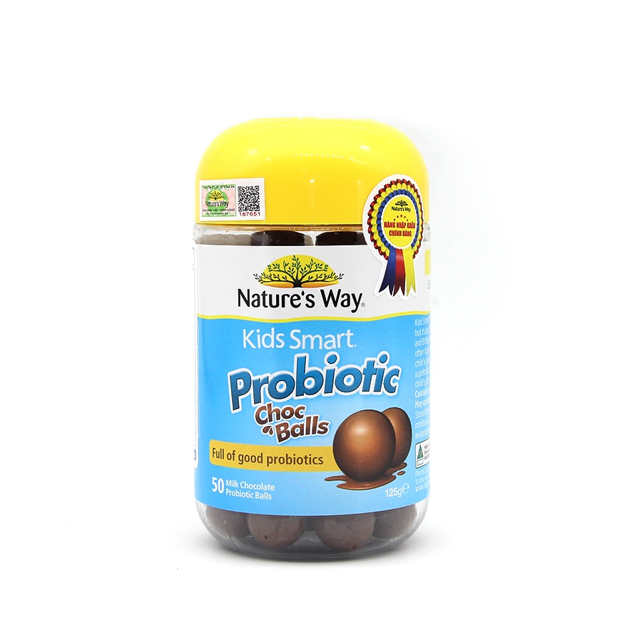 Kẹo Dẻo Cho Bé Nature's Way Kids Smart Probiotic Choc Balls Lợi Khuẩn Tốt Cho Hệ Tiêu Hoá 50 Viên