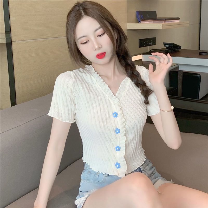 Áo Thun Dệt Kim Tay Ngắn Phong Cách Hàn Quốc Thời Trang Mùa Hè Cho Nữ JH-TX-316