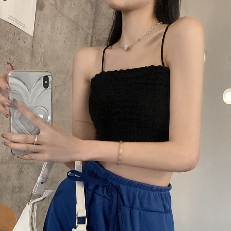 Áo Croptop Hai Dây Màu Sắc Trơn Thời Trang Mùa Hè Dành Cho Nữ