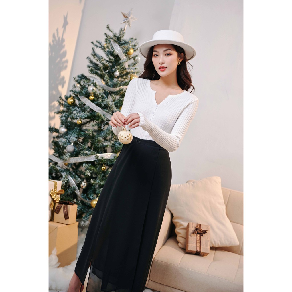 KOKA Áo len cổ xẻ khuy trong 57103