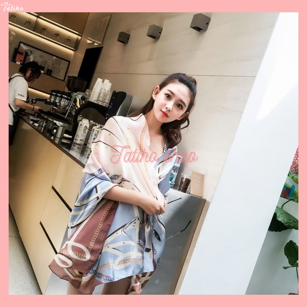 [Hàng Xịn, Giá Rẻ] Khăn Choàng Quàng Cổ Lụa Họa Tiết Dây Thừng Cao Cấp - Chất Liệu Silk  - Size:90x190cm - Mã KS006