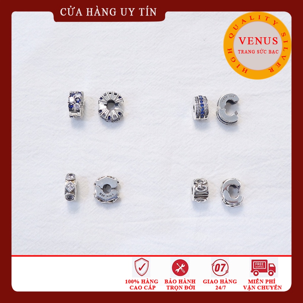 [Charm bạc 925 cao cấp] Charm clip bấm đá màu- Mã sản phẩm VENUSC7