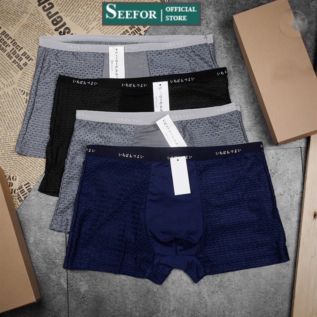 Combo 4 Quần Lót Nam Thông Hơi, Quần Sịp Đùi Nhật Bản Có Size Lớn SK13