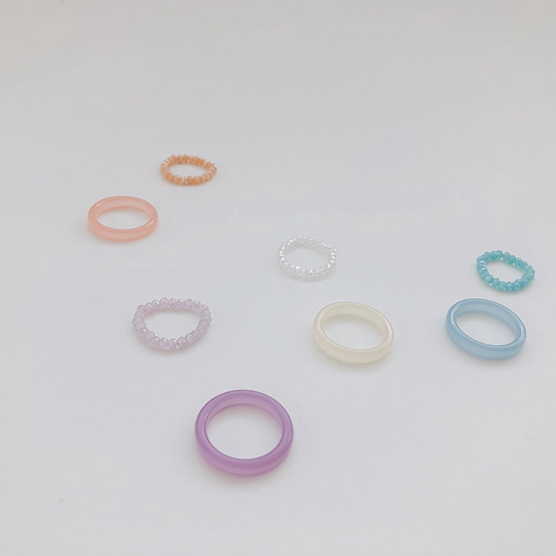 Bộ Hai Nhẫn Acrylic Trong Suốt Màu Kẹo Ngọt 22434