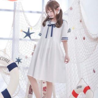 Đầm Babydoll thủy thủ cổ nơ