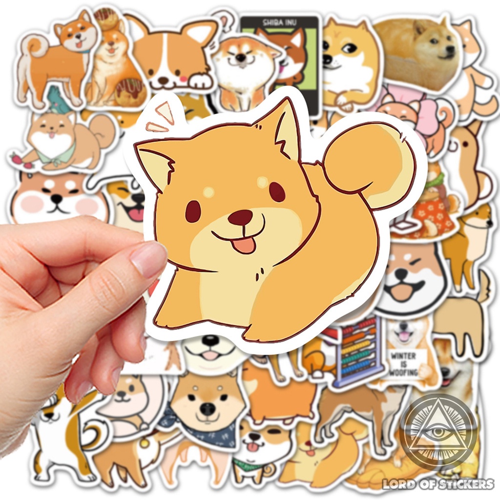 Set 50 Miếng Dán Chó Shiba Inu Sticker Hoạt Hình Cute Dễ Thương Chống Thấm Nước Trang Trí Mũ Bảo Hiểm, Laptop, Sổ, Vali