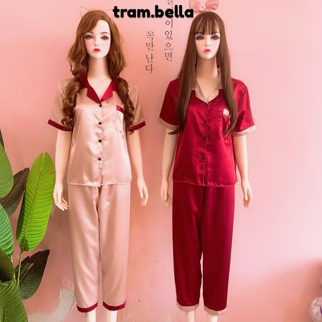 Bộ phi lụa phối tay ngắn quần dài | BigBuy360 - bigbuy360.vn