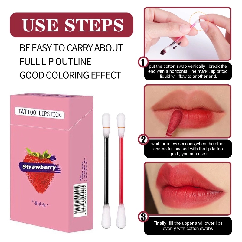 [Hàng mới về] Hộp son môi dạng tăm bông chống nước không dính cốc giữ ẩm môi dài lâu