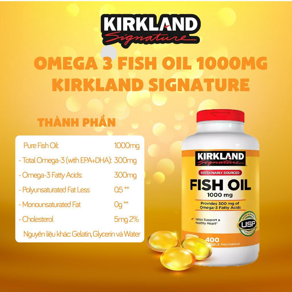 Combo 2 sản phẩm Fish Oil 1000mg 400 viên + CoQ10 300mg Kirkland Signature của Mỹ