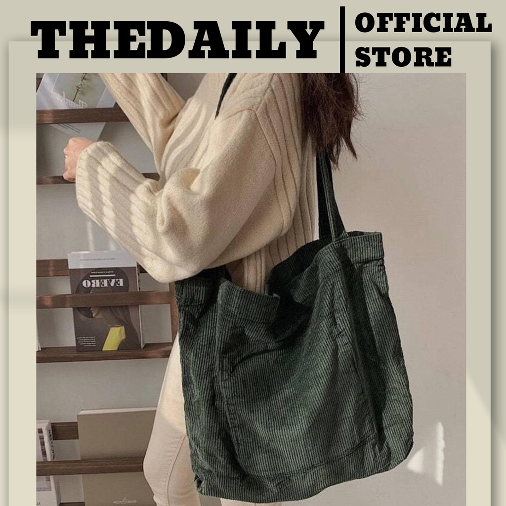 Túi tote nữ form to, Túi tote Nhung tăm, Phong cách Ulzzang, ảnh thật shop chụp
