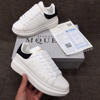 Giày thể thao - Giày Sneaker MCQ đẹp độn đế 3cm cổ thấp màu trắng gót đen Hot Trend
