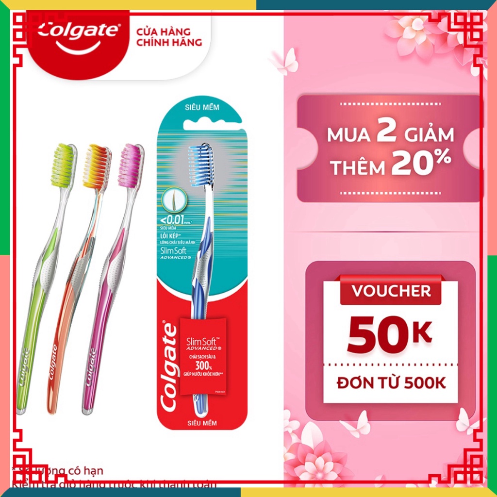 Bàn Chải Đánh Răng Colgate SlimSoft Advanced dẻo quẹo mảnh dưỡng nướu ( Đại lý Ngọc Toản)