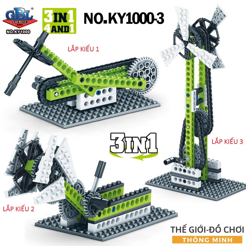 Bộ xếp hình đồ chơi Lego cao cấp 3in1 mô phỏng chuyển động cỡ lớn