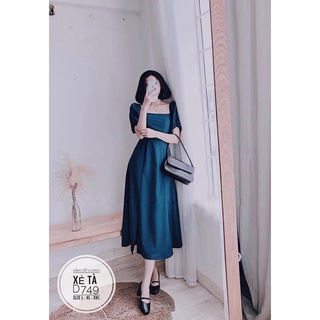 🌈[BIGSIZE] D749 MS44 ĐẦM CỔ VUÔNG XẺ TÀ