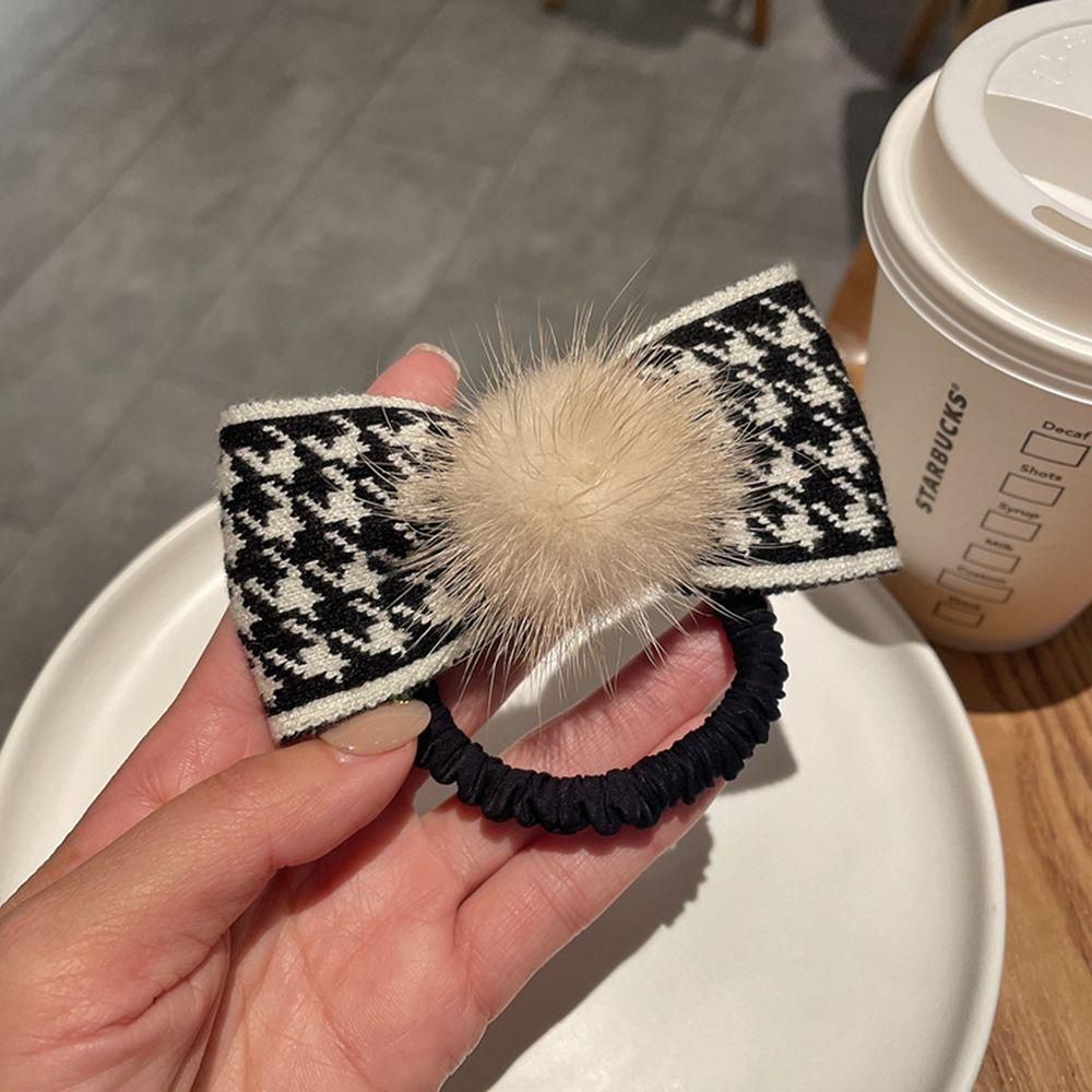 Dây Buộc Tóc Co Giãn Họa Tiết Hoa Trà Phong Cách Hàn Quốc Đơn Giản Cho Nữ