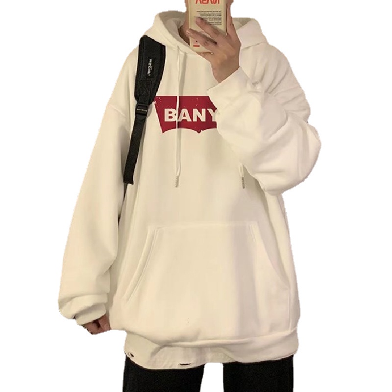 Áo hoodie Thể Thao Dáng Rộng In Chữ Phong Cách Hip Hop Đường Phố Nhật Bản Thời Trang Mùa Đông Cho Nam Cỡ Lớn M-5XL