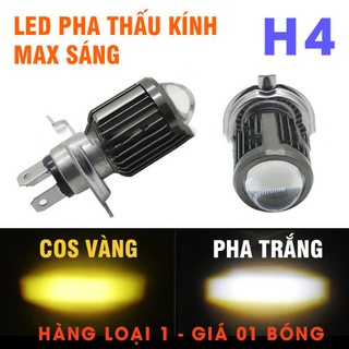 Đèn Pha Led Bi Cầu 2 Màu Ánh Sáng Cost Vàng Pha Trắng Chân H4 Gắn oto , Xe Máy PB1