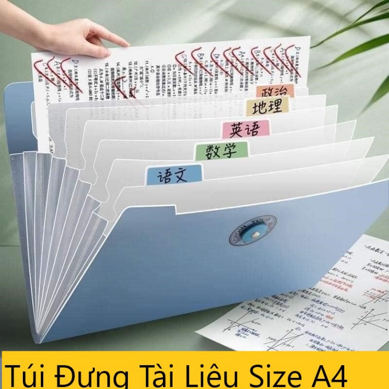 Túi Đựng Tài Liệu Chống Nước Cỡ A4 Kèm Miếng Dán Màu (Ảnh Thật)