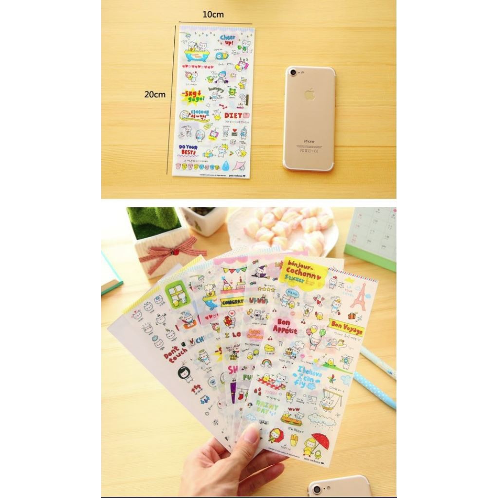 🍉Set 6 vỉ sticker mèo trang trí ngộ nghĩnh DUASHOP