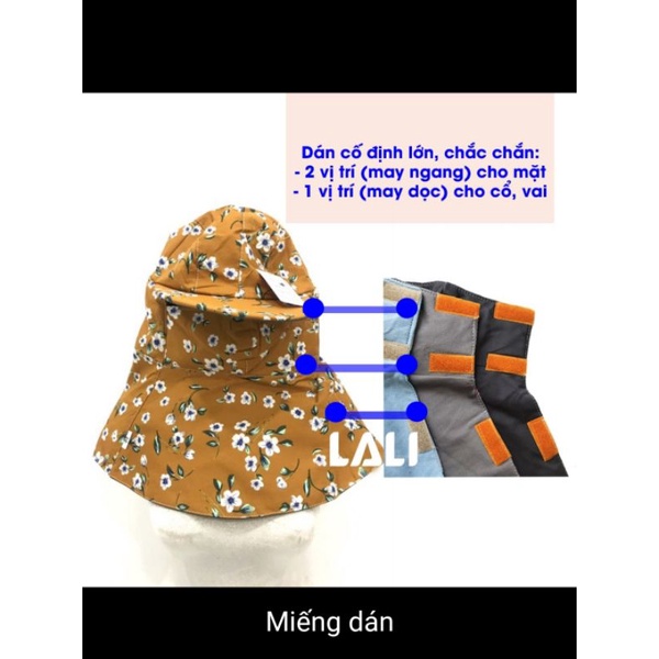 ]Mũ Nón khẩu trang vành rộng chống nắng,chống tia UV,chất vải cotton họa tiết bông mền mịn,thoáng mát