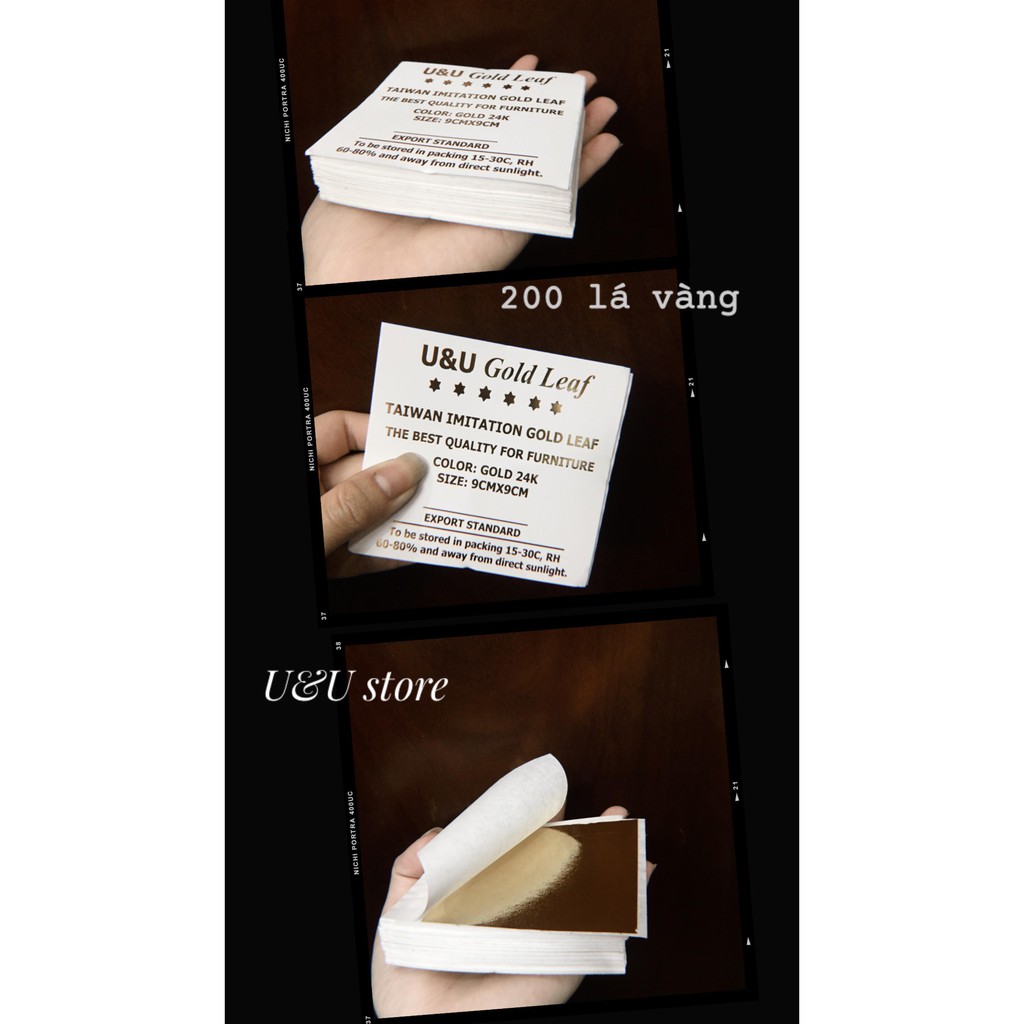Bộ 200 Lá Vàng Miếng 24K Dùng Cho Trang Trí  chuyên Dát Vàng, nguyên liệu slim